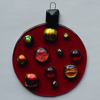 Christmas Ornaments Red Dichroic Glass