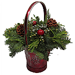 Fresh Christmas Kettle Centerpiece Red