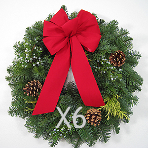 26" Traditional Holiday Wreaths 6 Pack