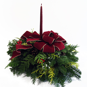 Burgundy Velvet Christmas Centerpieces