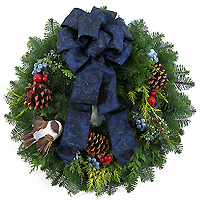 Birds & Blueberries Holiday Wreath