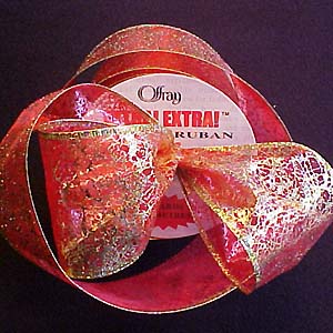 Wired Ribbon Sheer Tinsel - Red